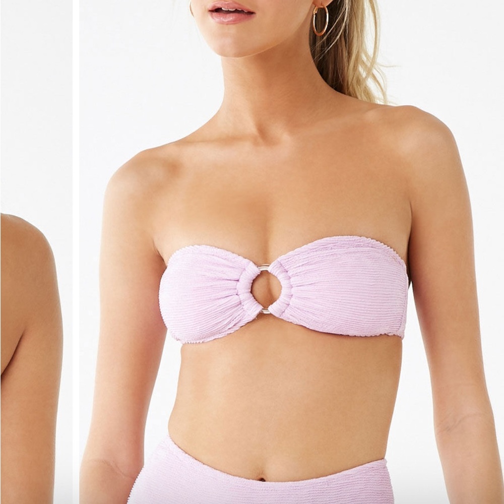 Forever 21 NWOT Lilac textured o-ring bandeau bikini top